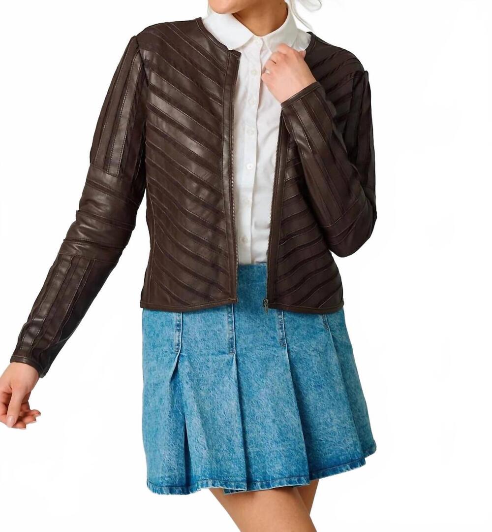 NEW MAURITIUS tila leather jacket in dark brown